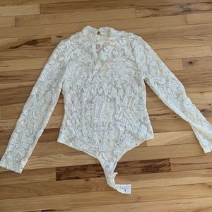 White velvet cut out bodysuit only tried on